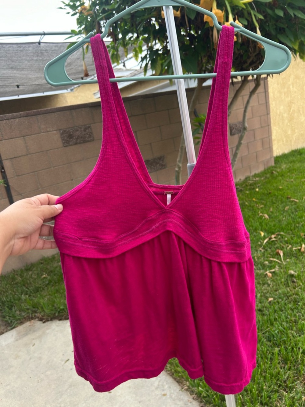 Free People Bright Magenta Tank with Shelf Bra